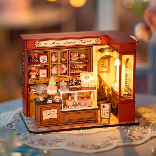 Rolife Honey Dessert Talk DIY Miniature House Mini Wooden Dollhouse Kit,Diorama Building Kits-Birthday Craft Hobbies Gift christmas 2024 ornament