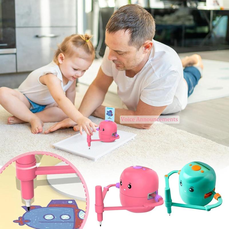 Drawing Robot for Kids, 2025 New Interactive Learning Toys with 100 Drawing Cards, Suitable for Children Aged 4 to 12, Music Voice Interaction Function, USB Rechargeable, Drawing Robot