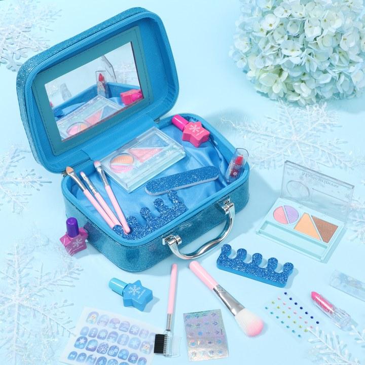 Frozen Makeup Kit Pretend Play for Girls,16counts Play Real Washable Makeup Kit Cosmetics Toys Gift Dressup Set Learning Educational Toy Birthday Thanksgiving Christmas Gifts