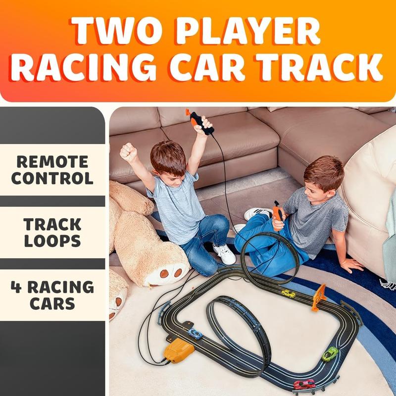 Slot Car Race Tracks Sets - Electric Racing Car Track with Slot Cars & Accessories - Dual Lane Race Track for Boys & Girls Age 5 for Kids 4-8 Easy Setup & Fast Four Cars