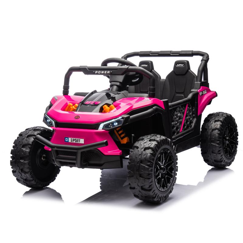 24V Kids Ride On UTV,Electric Toy For Kids w Parents Remote Control,Four Wheel suspension,Low Start,Adjustable speed,Multimedia player,Early Education,Bluetooth,Rear storage space for kids aged 3+.