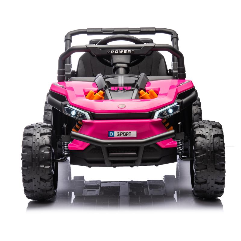 24V Kids Ride On UTV,Electric Toy For Kids w Parents Remote Control,Four Wheel suspension,Low Start,Adjustable speed,Multimedia player,Early Education,Bluetooth,Rear storage space for kids aged 3+.