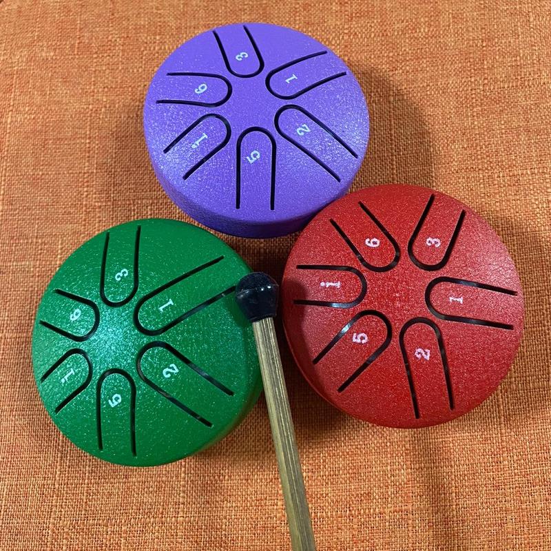 3-inch Steel Tongue Drum for Christmas Gift, 1 Count Portable Mini Hand Drum with Drumstick & Music Book, Musical Instrument for Camping, Meditation, Yoga