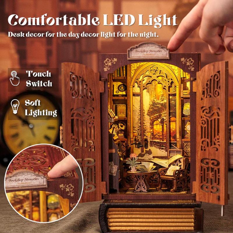 DIY Dollhouse Booknook Bookshelf Insert Decor Alley with LED Light - CUTEBEE Wood DIY Package