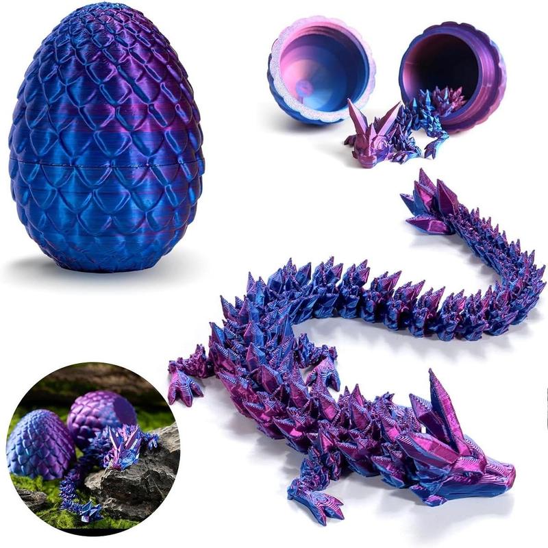 Dragon & Egg Design 3D Printed Fidget Toy, 2 Counts set Creative Collectible Ornament, Room Ornaments Gothic Decor