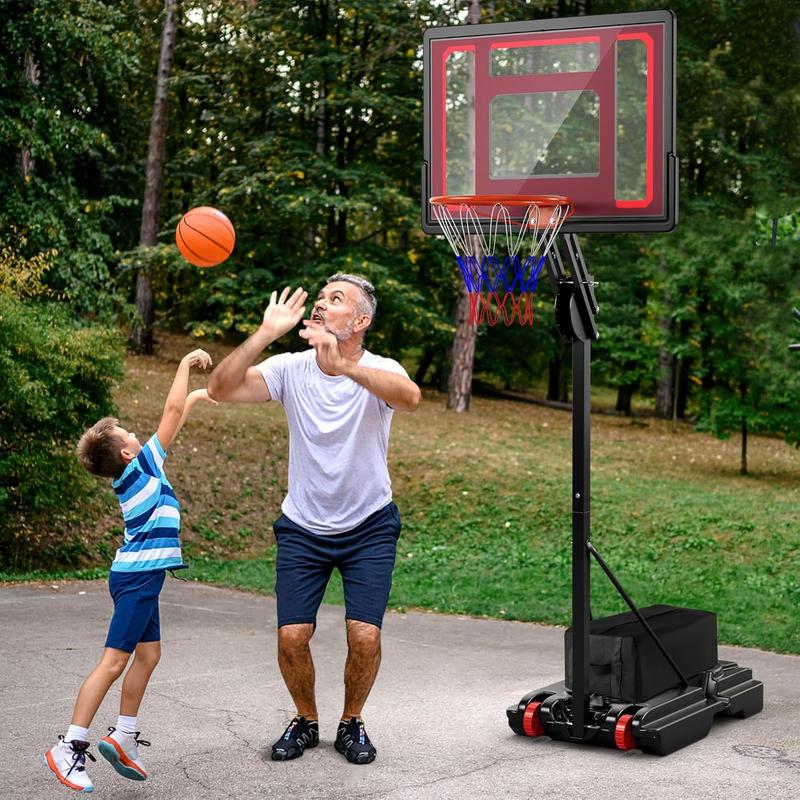 [ShopTab] Kids Basketball Hoop, 4.3 to 8.2 FT Adjustable Height, Ball Storage, Indoor Outdoor Weather-Resistance Basketball Hoop System for Kids