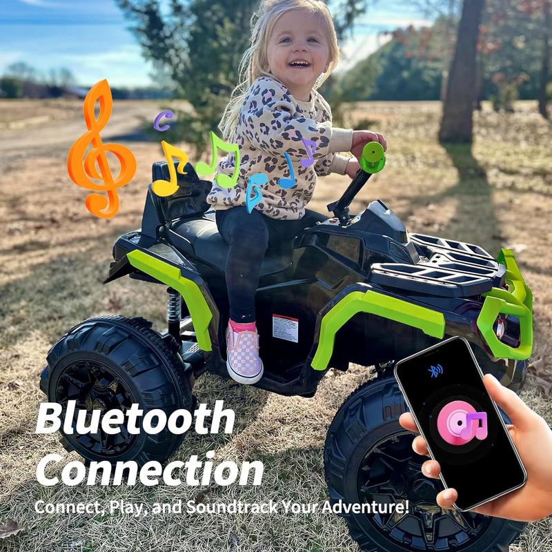 Hikiddo Kids ATV 4 Wheeler, 24V Electric ATV Ride-On Toy for Big Kids w Bluetooth, 400W Motor, LED Headlights