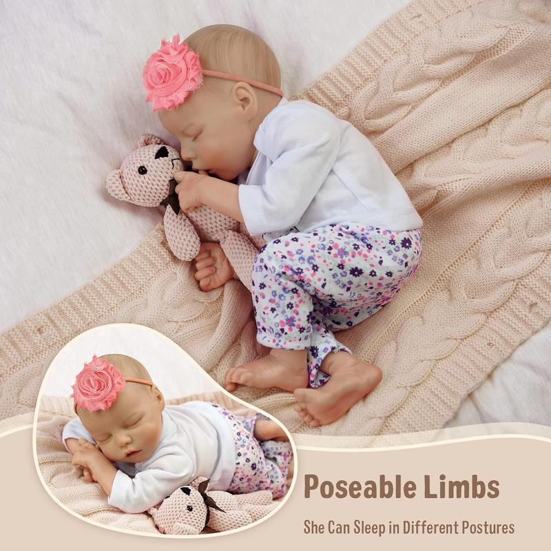 BABESIDE Lifelike Reborn Baby Dolls - 17Inch Soft Realistic-Newborn Baby Dolls with All Accessories Handmade Sleeping Babies Doll for Authentic Experience, for 3+ Years Old Girls