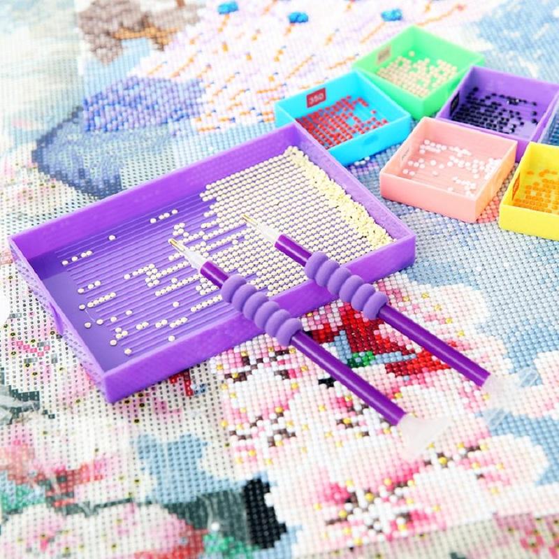 6 Grids Diamond Art Painting Tray Set, 1 Set Multi-functional Funnel Diamond Sorting Tray, Nail Art Beading Cross Stitch, Diamond Art Painting Accessory Tool