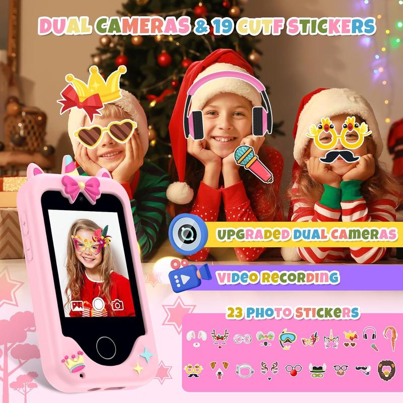 Kids Smart Phone for Girls, Christmas Birthday Gifts for Girls 3-8 Year Old, Toddler Play Cell Phone Toys with Puzzle Games, Pretend Phones for Girls Toys Age 3 4 5 6 7 8 with 8G TF-Card(Pink)