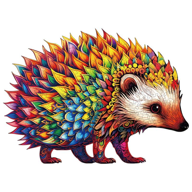 Cute Hedgehog Wooden Jigsaw Puzzle for Kids and Adults