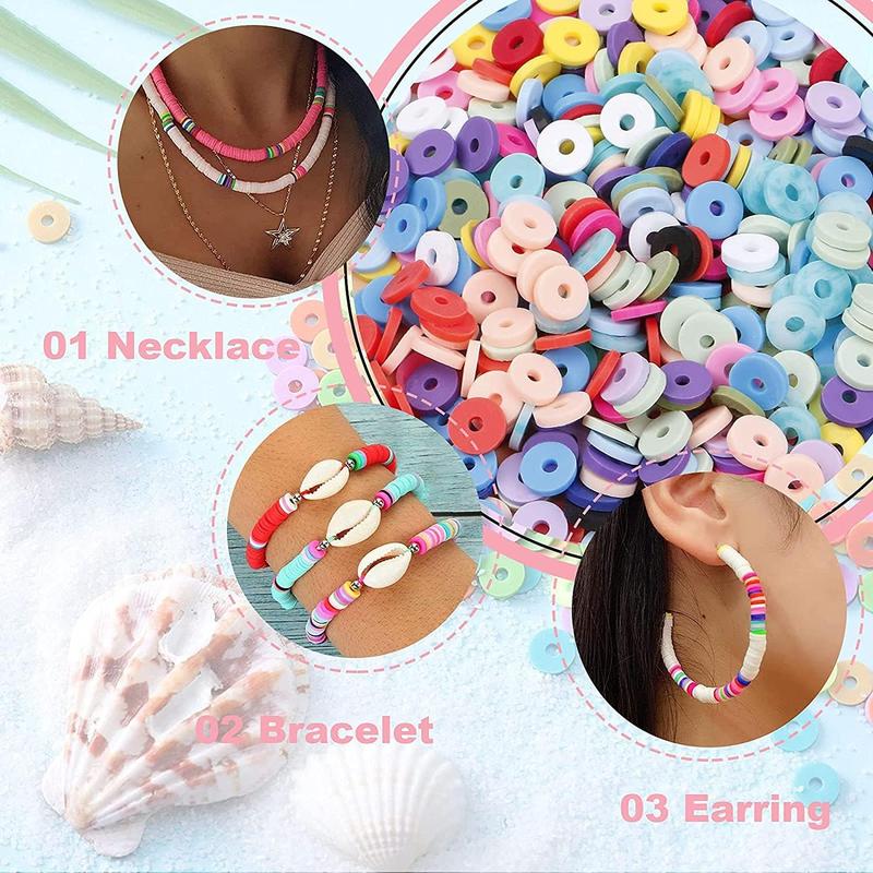 6000Pcs 24 Colors Polymer Clay Beads Bracelet Making Kit,Friendship Bracelet kit,6mm Heishi Beads for Jewelry Making with Charms,Gifts