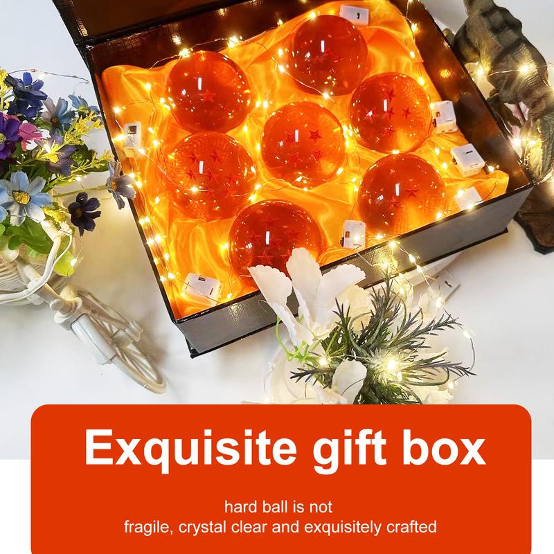 7 into the crystal acrylic glass ball with gift box packaging Dragon Ball transparent toy ball, 3.5cm