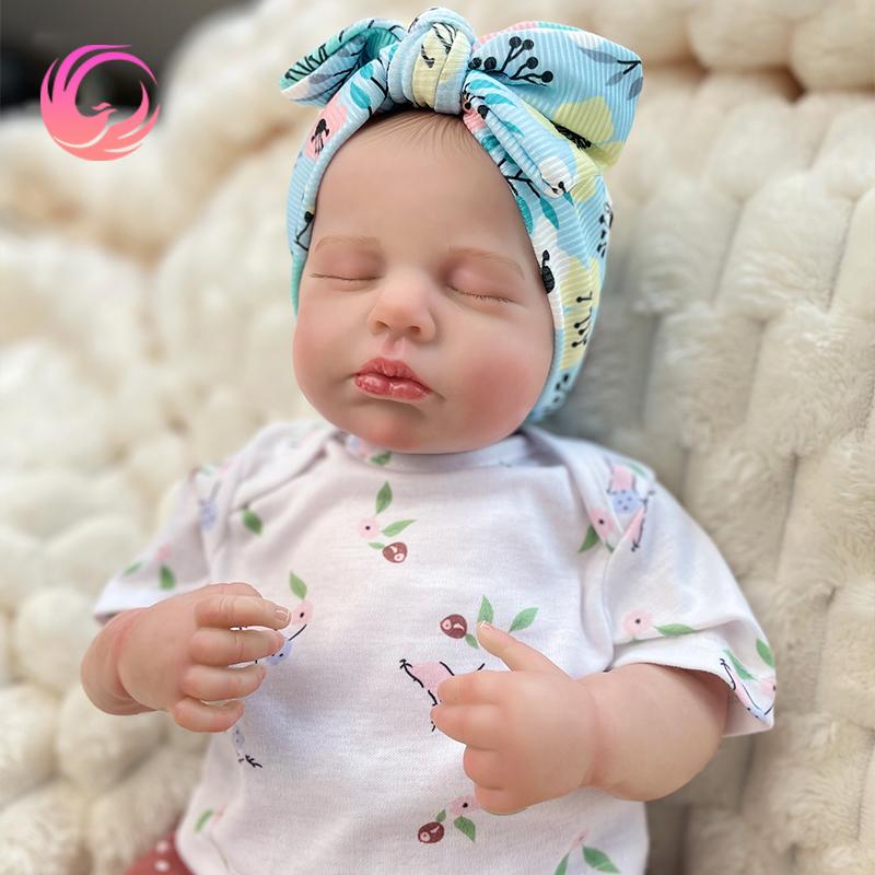 Reborn Baby Dolls-18 inch Sleeping Realistic Newborn Baby Dolls, Soft Cloth Body with Feeding Toy for Kids Age 3+