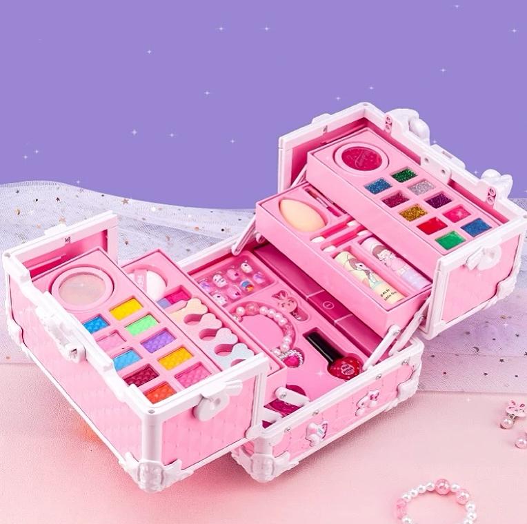 Pretend Play Makeup Kit,Washable Makeup Kit with Unicorn Bag,Make Up Kit for Christmas Birthday Gifts