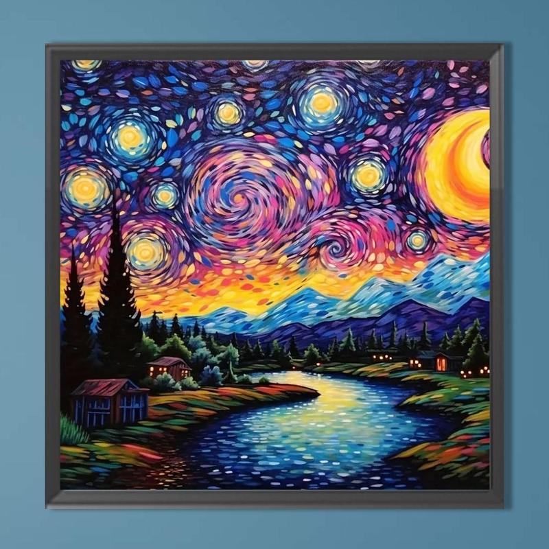 Starry Sky Pattern DIY Diamond Arts Colorful Painting Kit without Frame, DIY Decorative Art Picture for Beginner, Wall Art Decor for Home Office, Christmas Gift