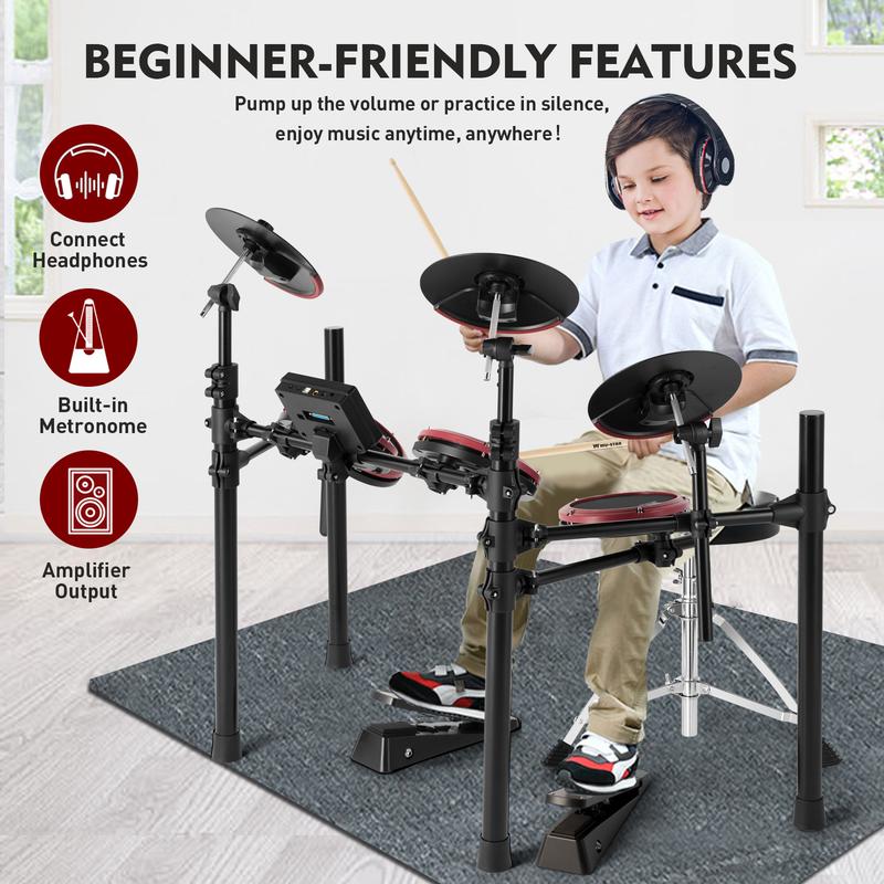 MUSTAR Electronic Drum Set, Electric Drum Sets for Beginners with 8