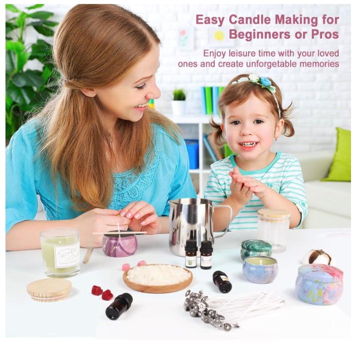 Scented Candle Making Kit for Adults Kids, Arts & Crafts Kit for DIY Starter, Candle Making Supplies Including Beeswax, Candle Tins Jars and More, Birthday Christmas Holiday Gifts