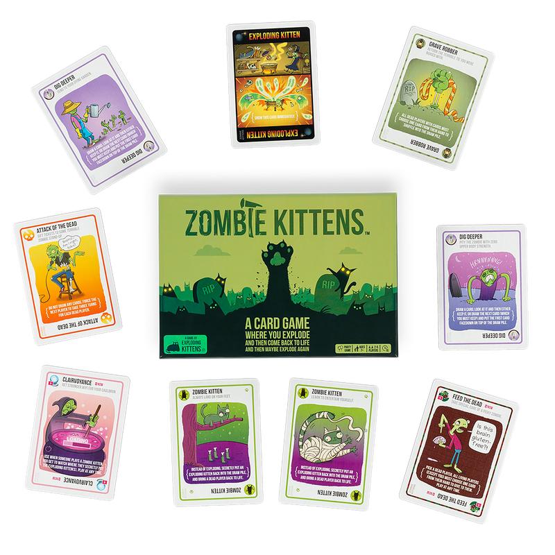 Exploding Kittens Presents Zombie Kittens - Fun Family Card Games for Adults Teens & Kids for Entertainment, 2-5 Players - Ages 7 and Up - 61 Cards