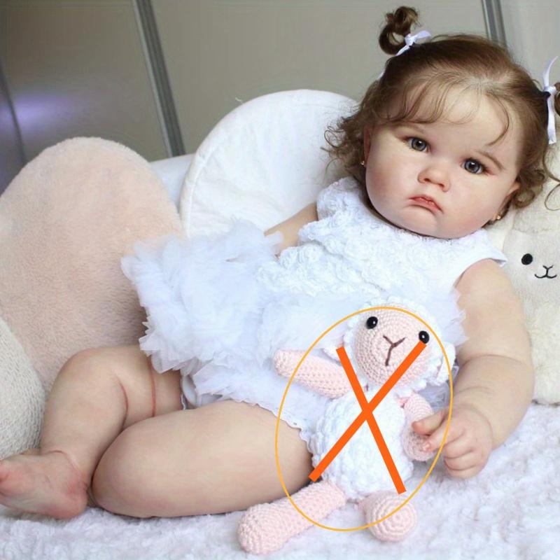 Realistic 60cm 24inch Soft Silicone Reborn Baby Fat Doll with 3D Paint Skin and Blood Veins Toddler Toy Girls Kids Art Gift (Sheep Not Included)