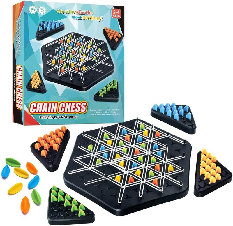 Chain Triangle Chess Game, Family Games for Kids and Adults, Battle Strategy Thinking Training Indoor Toys, (Large Size)27x24 Chain Triangle Chess Game, Family Fun Night Chess Set, Family Interactive Board Game, Multiplayer Game