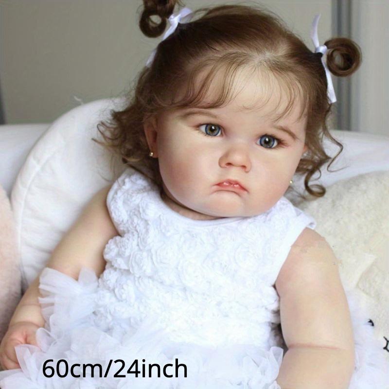 Realistic 60cm 24inch Soft Silicone Reborn Baby Fat Doll with 3D Paint Skin and Blood Veins Toddler Toy Girls Kids Art Gift (Sheep Not Included)