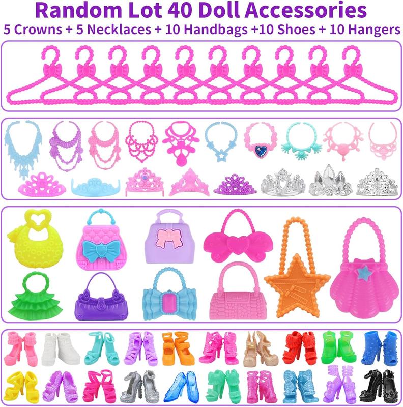 Christmas gift 86 Pcs Doll Accessories with Doll Closet Wardrobe for 11.5 Inch Doll Dress Up Set Wardrobe Handbags Dress Shoes Hangers Necklace Pet