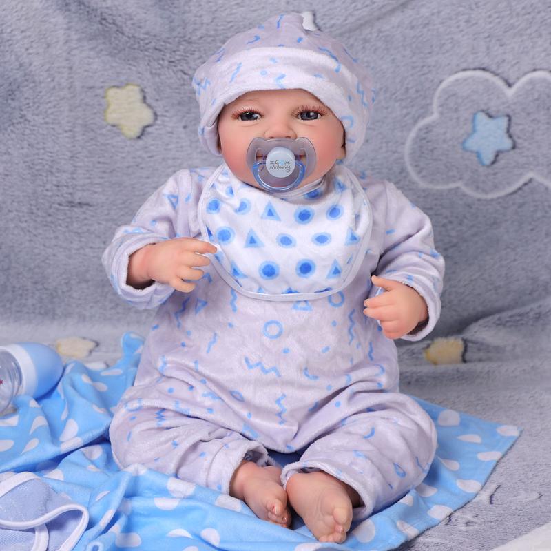 BABESIDE 7 Pcs Reborn Baby Doll Clothes for 17-22 Inch Dolls, Realistic Baby Doll Accessories Set with Baby Doll Bottle and Magnetic Pacifier for Reborn Dolls Newborn Baby Doll Boys