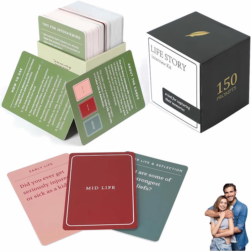 Life Story Interview Kit Tales Life Story Interview Kit Cards 150PCS Tales Card Deck for Family Nights Memory Sharing Game to Know More About Parents and Grandparents