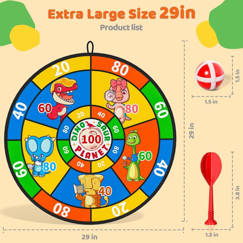 29 Inch Toy Dartboard Set, Toy Double Sided Dartboard with 20 Velcro Sticky Balls, 8 Darts, Indoor Outdoor Party Game Toys