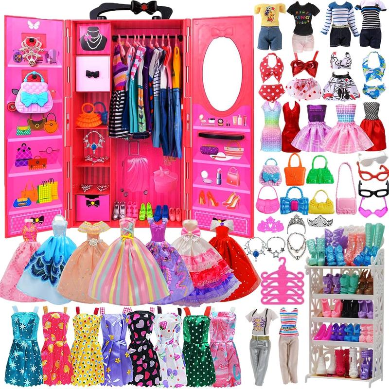 Christmas gift 108-Piece Doll Clothes & Accessories Set with Closet for 11.5-Inch Dolls - Perfect Birthday Gift for Girls Aged 4-12