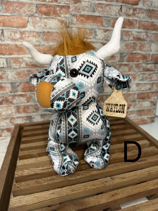 Personalized Farm Pals Stuffed Plushies | Stuffed Farm Animals | Personalized Highland Cow | Longhorn Cow Plushie | Christmas Gift