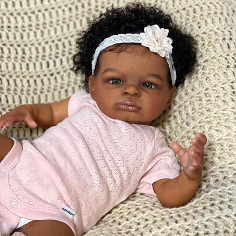 Wooroy Reborn Doll - Birthday Gift, Christmas Gift, Baby Gift, 18 Inches, 20 inches and 22 inches Brown Skin, Newborn Baby Doll, Realistic African American Reborn Dolls with Soft Cloth Body, Lifelike Baby Dolls That Look Real, Perfect Gift for Kids Age 3+