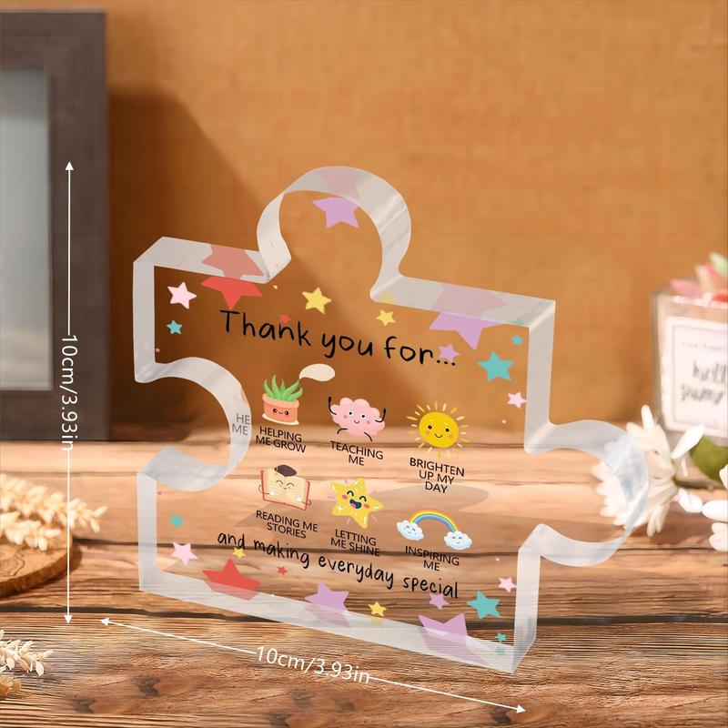 Thank You for Letter Puzzle Decorative Ornament, Cute Cartoon Acrylic Puzzle Ornament, Desktop Decoration for Home Office School Dormitory