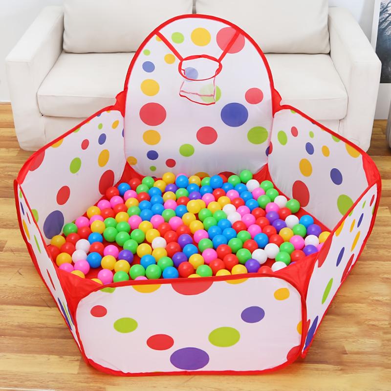 Kids Pop-Up Ball Pit Playhouse with Basketball: Indoor Outdoor Play Tent for Boys & Girls, Birthday Party Games, Crawl & Play