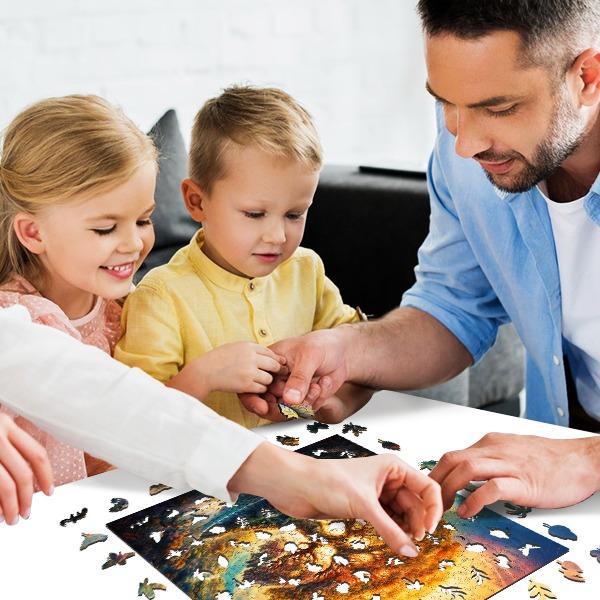 Tree of Life Shadow Mys Aurora Wooden Jigsaw Puzzle for Kids and Adults 200 500 Pcs Unique Shape Nice Box Packing Fun Challenging Brain Exercise Family Game Creative Gift for Friends Parents Grandparents Brainstorm