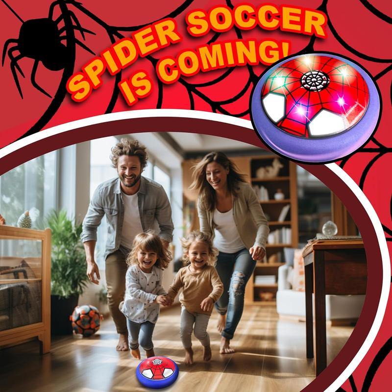 Hover Soccer Ball Indoor Toys,Spider Boy Toys Gifts for Ages 4 5 6 7 8 10 12 Years Old,Air Floating Soccer Toy with LED Lights Foam Bumper,Kids Soccer Toys Birthday Gifts for Boys Girls (1 Pack)