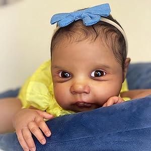 Wooroy Reborn Doll - Birthday Gift, Christmas Gift, Baby Gift, 18 Inches, 20 inches and 22 inches Brown Skin, Newborn Baby Doll, Realistic African American Reborn Dolls with Soft Cloth Body, Lifelike Baby Dolls That Look Real, Perfect Gift for Kids Age 3+