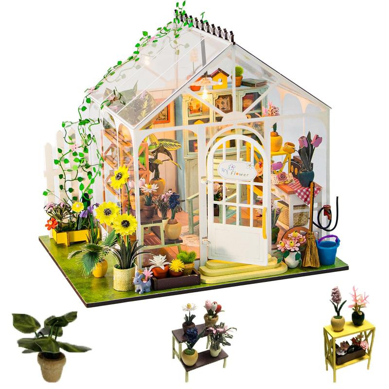 DIY Miniature House Kit, 1 Count Wooden DIY Miniature House Kit with Dust Cover, Creative Room Assembly Kit, Birthday Gift for Friends