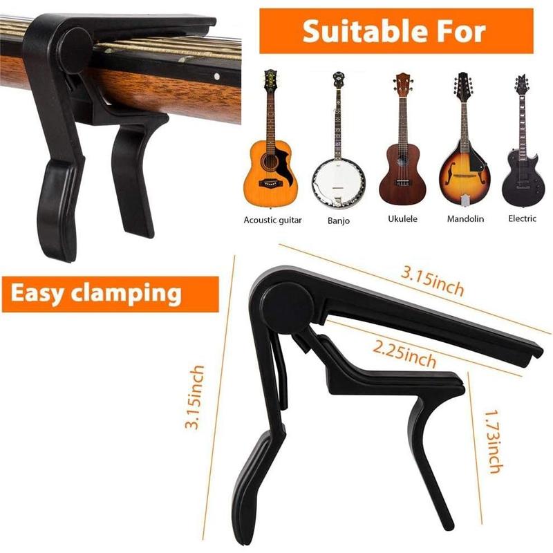 Guitar Capo,Capo for 6-String Acoustic and Electric Guitars, Bass,Mandolin, Ukulele, Black Guitar Capo (black) (black)