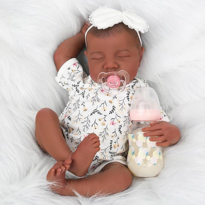 Wooroy Reborn Doll - Birthday Gift, Christmas Gift, Baby Gift, 18 Inches, 20 inches and 22 inches Brown Skin, Newborn Baby Doll, Realistic African American Reborn Dolls with Soft Cloth Body, Lifelike Baby Dolls That Look Real, Perfect Gift for Kids Age 3+