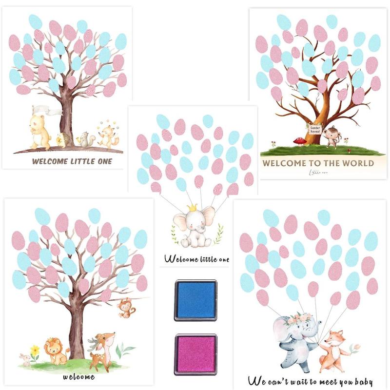 Gender Reveal Voting Board Game, 1 Set Blue and Pink Ink Fingerprints Voting Board, Ideal for Creating Unforgettable Gender Reveal Parties