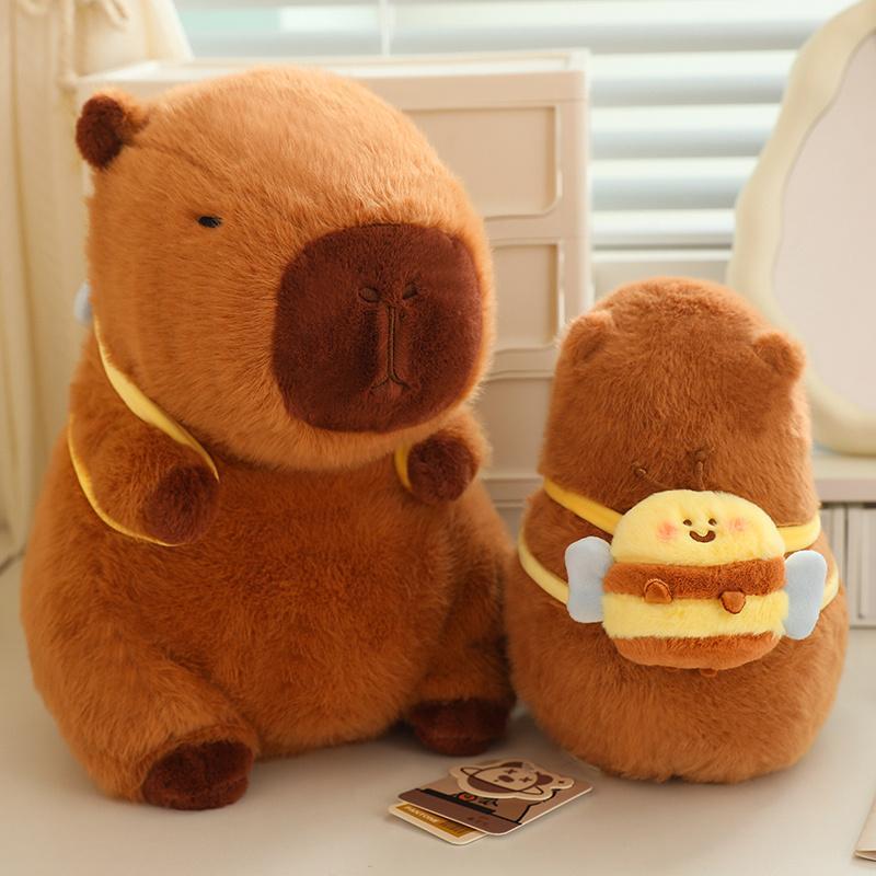 2 Styles Capybara Plush Toys Cuddle Plush Capybara Realistic Capybara with A Bee Bag Or An Oyster Bag Gift for Festival Birthday