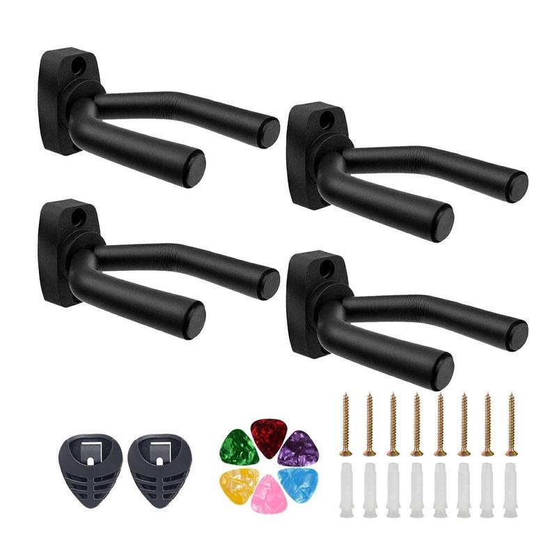 Guitar Wall Mount with Plastic Screws & Picks, 4 Counts Guitar Holder with Accessories, Guitar Stand Accessories for Guitar, Ukulele, Violin