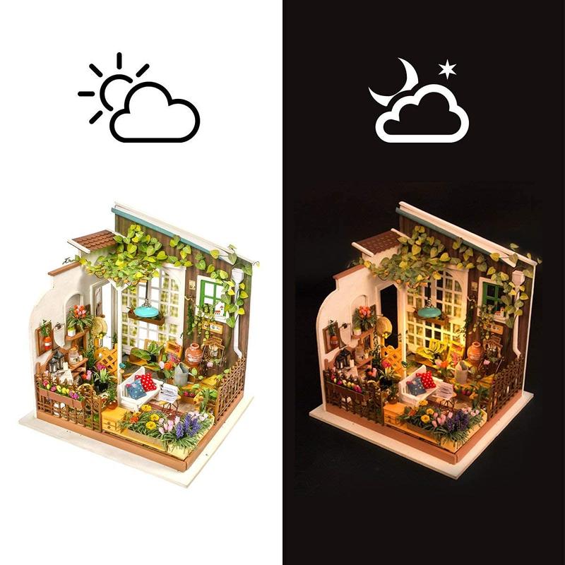 Rolife Dollhouse DIY Miniature Set Miller's Garden House LED Model Building Kit Hobby CraftHome Decor-Christmas Birthday Gifts for Boys Girls Women Friends (Miller's Garden)