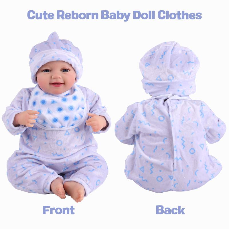 BABESIDE 7 Pcs Reborn Baby Doll Clothes for 17-22 Inch Dolls, Realistic Baby Doll Accessories Set with Baby Doll Bottle and Magnetic Pacifier for Reborn Dolls Newborn Baby Doll Boys