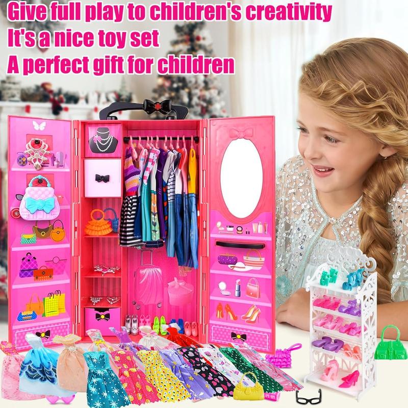 Christmas gift 108-Piece Doll Clothes & Accessories Set with Closet for 11.5-Inch Dolls - Perfect Birthday Gift for Girls Aged 4-12