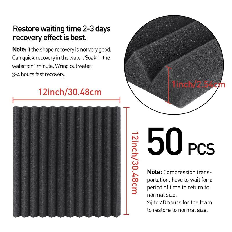 Durable Acoustic Foam Boards, 50pcs set Soundproof Acoustic Foam Panels, Soundproofing Noise Cancelling Wedge Panels Noise Reduction Panels, Adhesive Soundproof Foam Pads for Home Office Recording Studio, Men Gifts, Birthday Gifts for Bf