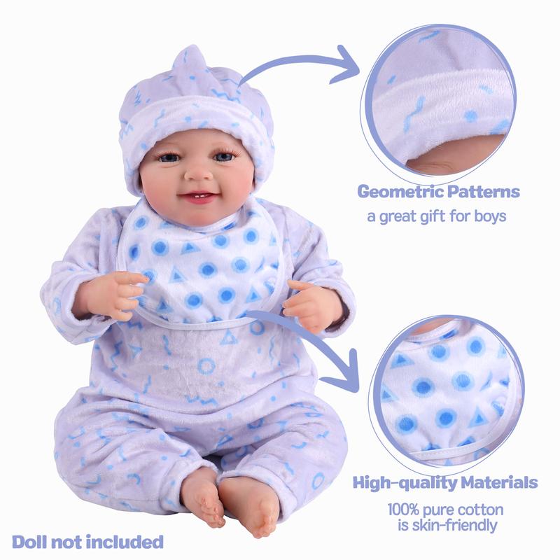 BABESIDE 7 Pcs Reborn Baby Doll Clothes for 17-22 Inch Dolls, Realistic Baby Doll Accessories Set with Baby Doll Bottle and Magnetic Pacifier for Reborn Dolls Newborn Baby Doll Boys