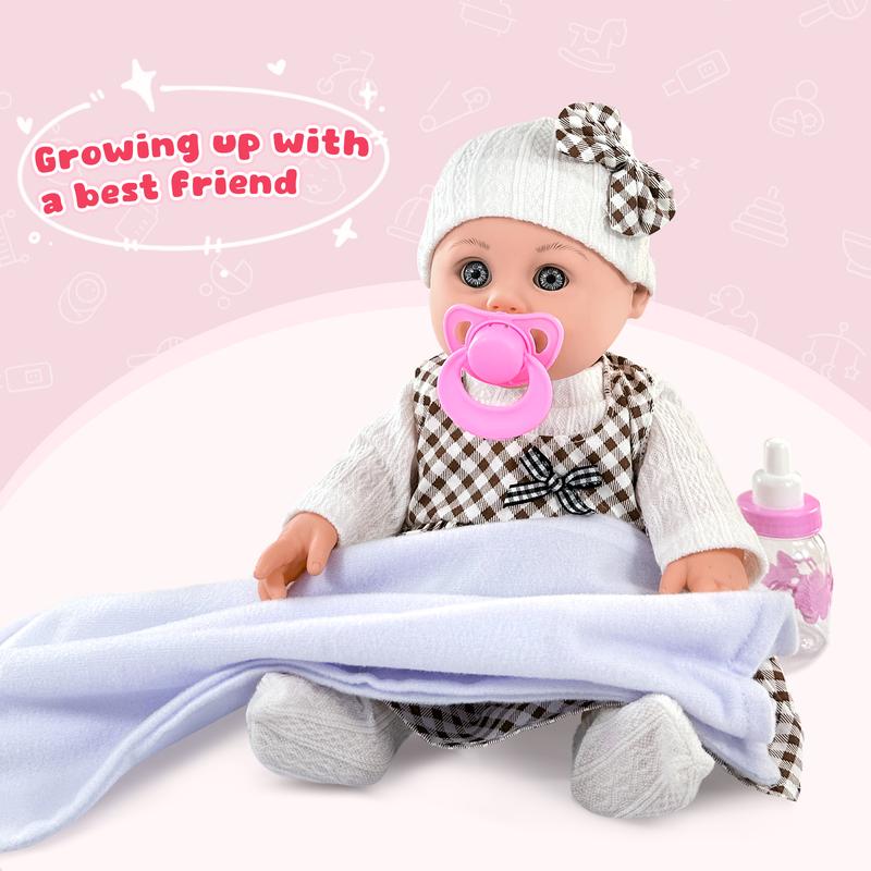 Nice2you 12in Baby Doll for Toddlers 1-3, First Baby Doll Set with Accessories, Pacifier, Feeding Bottle, Blanket for 2 Year old Girl